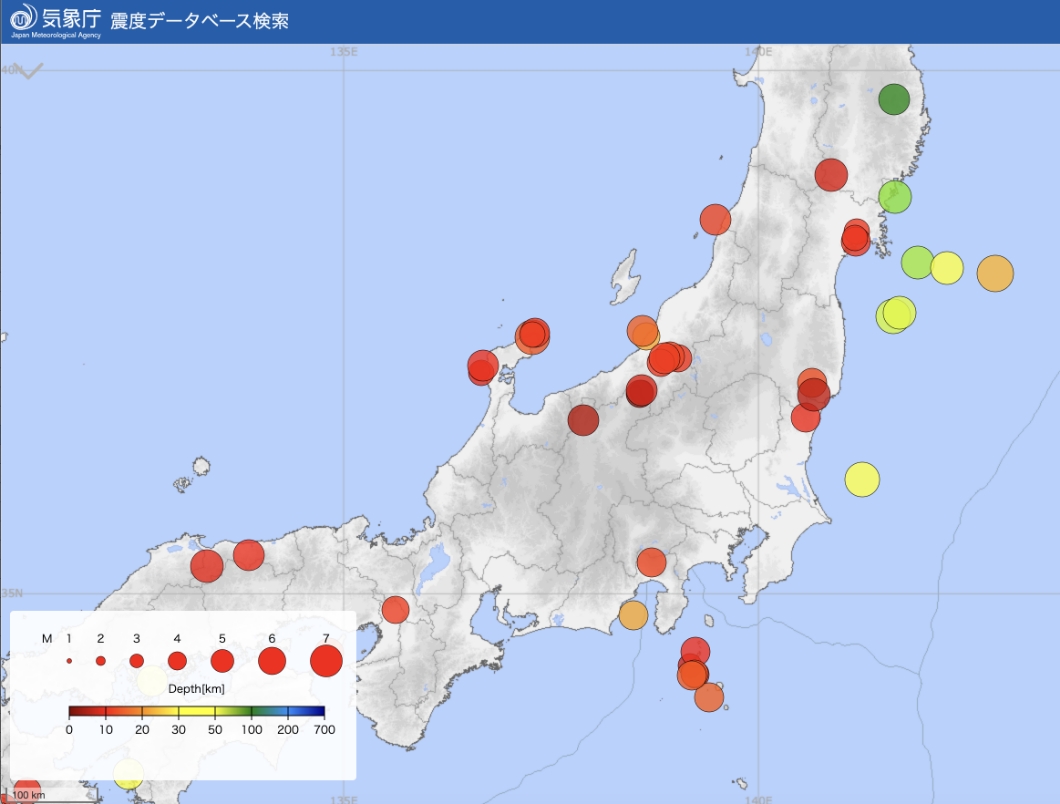 2000年以降震度6以上の地震